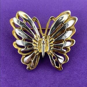 💛 Elegant Gold and Silver Butterfly Brooch